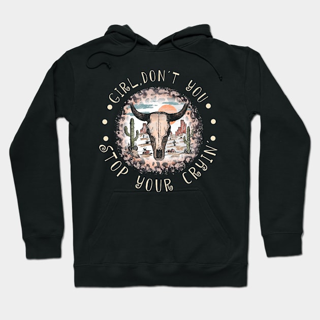 Girl, Don't You Stop Your Cryin' Cactus Bull-Head Leopard Hoodie by Terrence Torphy